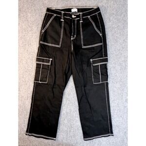 Legend Jeans Mens Large Black Contrast Stitch Cargo Pants Tactical Skate Y2K L‎